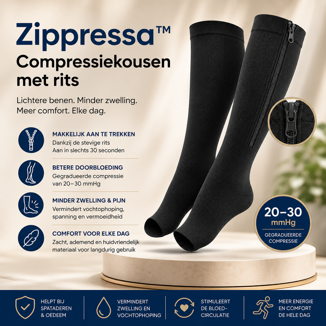 Zippressa™ Compressiekousen met Rits