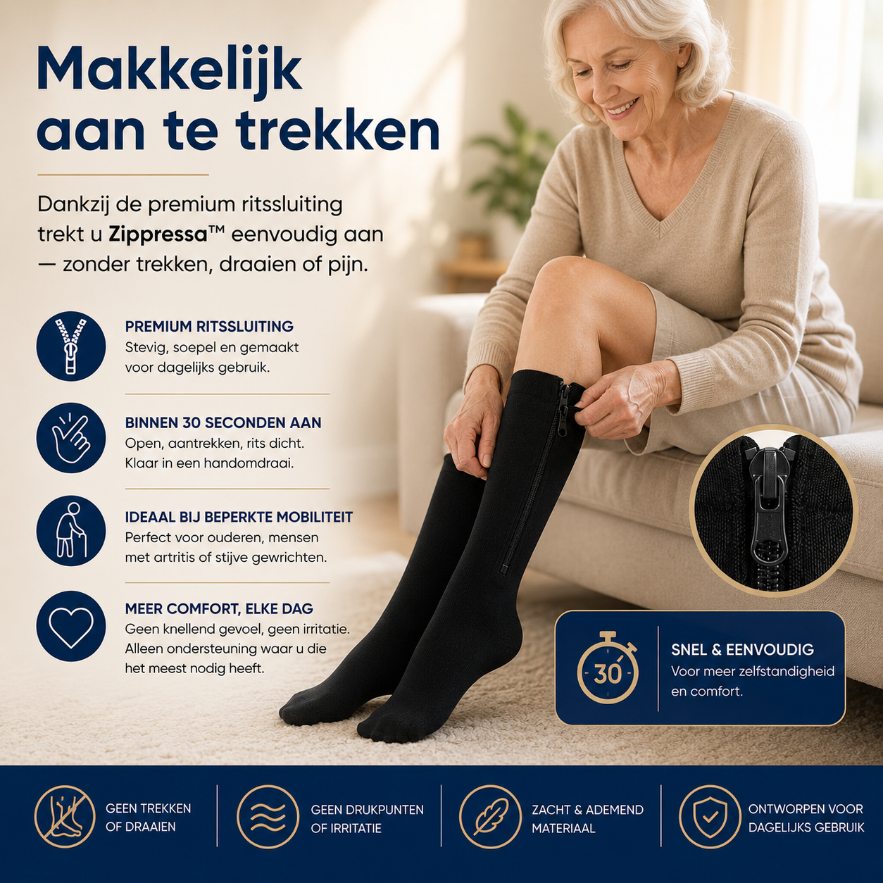 Zippressa™ Compressiekousen met Rits