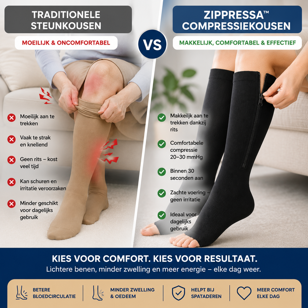 Zippressa™ Compressiekousen met Rits