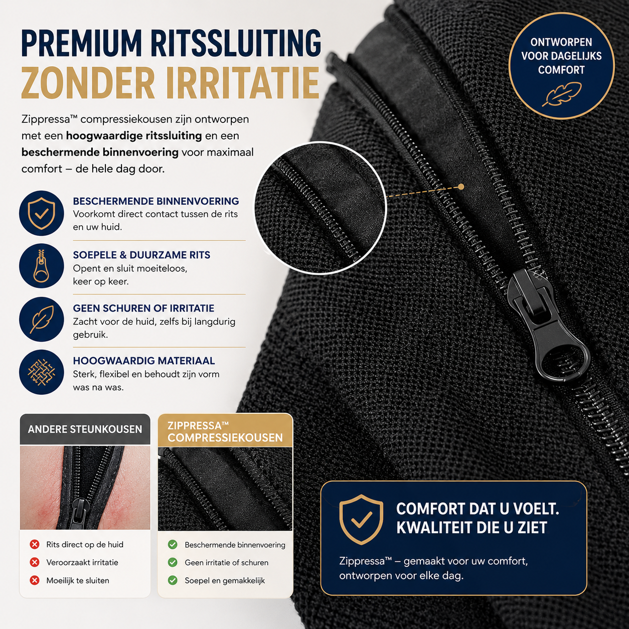 Zippressa™ Compressiekousen met Rits