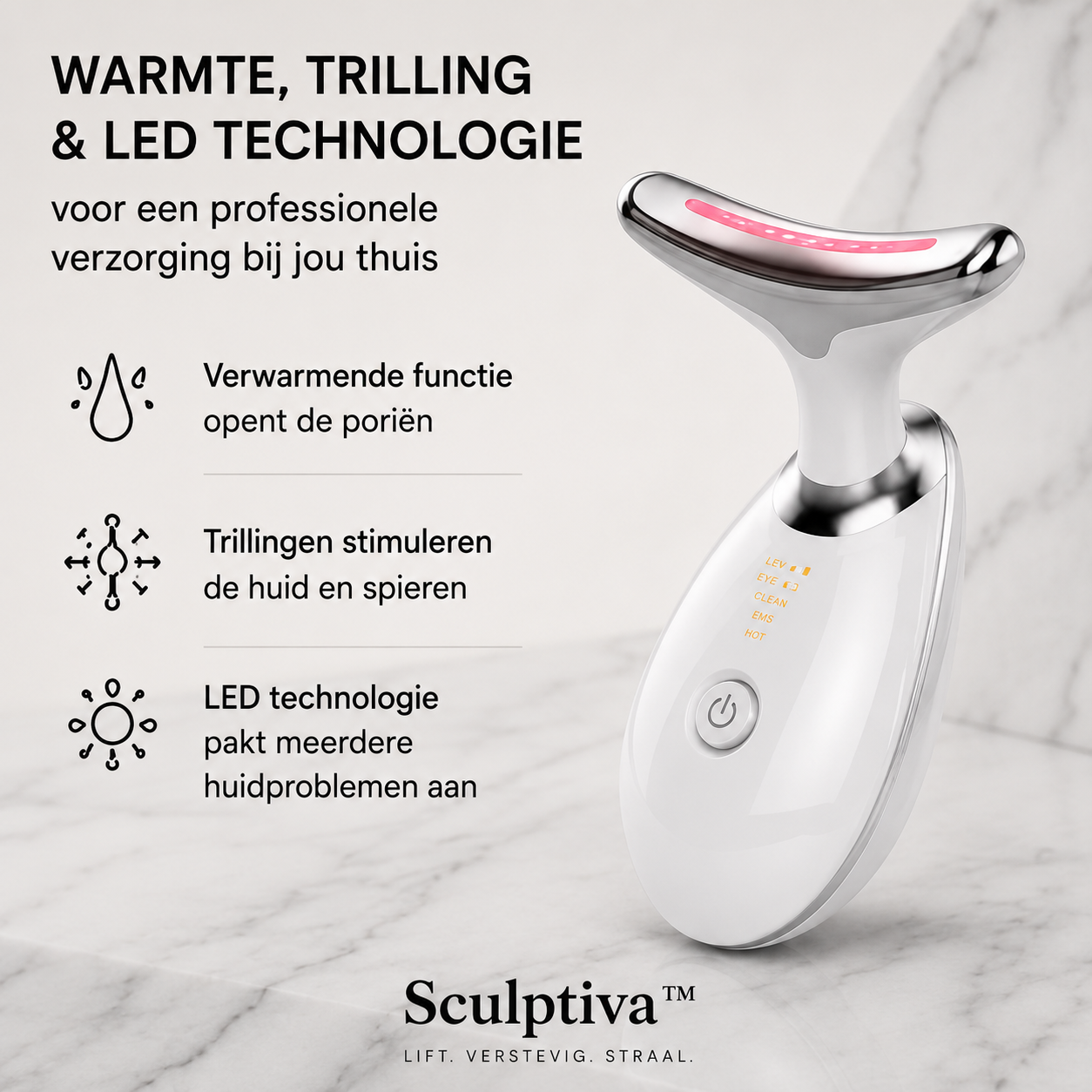 Sculptiva™ - 7-in-1 LED Lichttherapie, Warmte & Gezichtsmassage