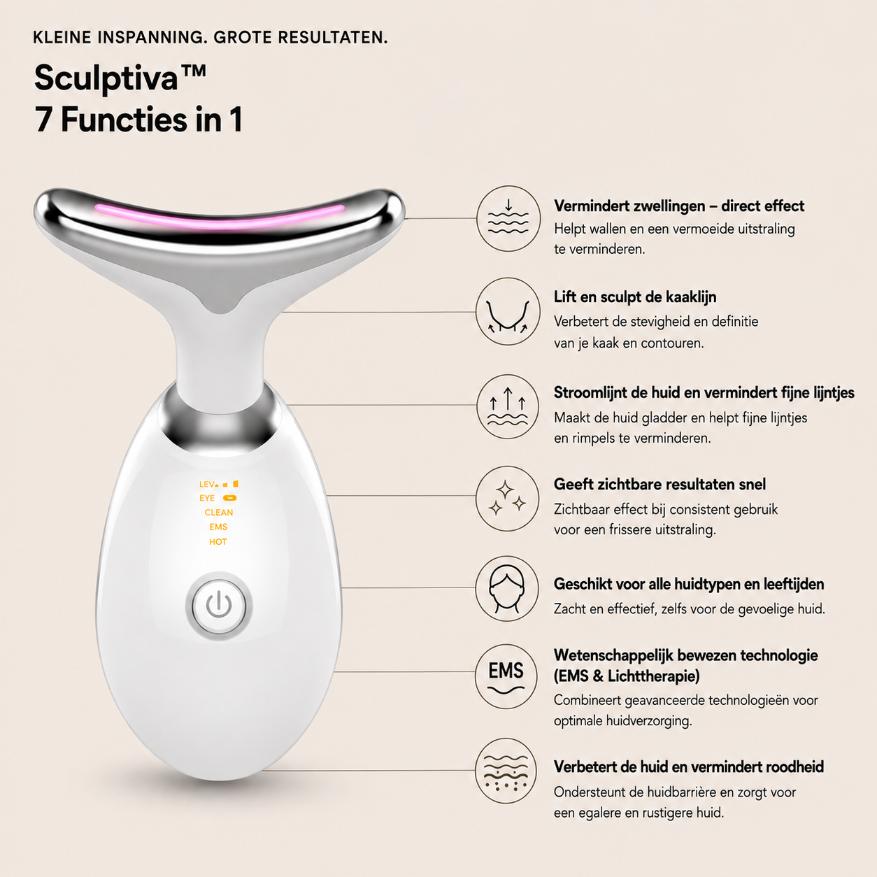 Sculptiva™ - 7-in-1 LED Lichttherapie, Warmte & Gezichtsmassage