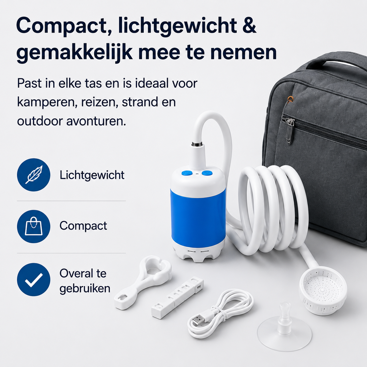 HydroNomad™ – Oplaadbare Draagbare Douche